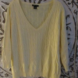 New York & Company Yellow  V-Neck Sweater, Size XL
